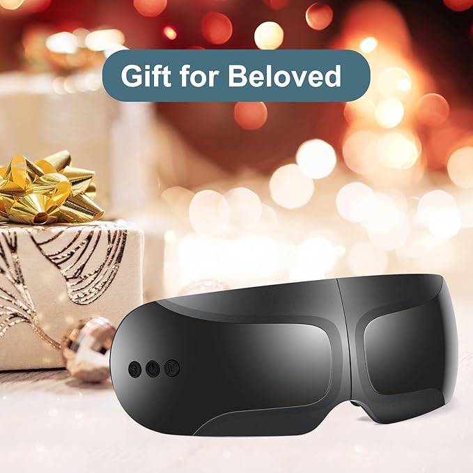 Fullicon Eye Massager with Heat & Vibration, Ultra Light Migraine Relief Products, Foldable Mask with Bluetooth Music, Face Massager with Type-C Charging, 5 Modes FSA Eligible Items Only List (Black)