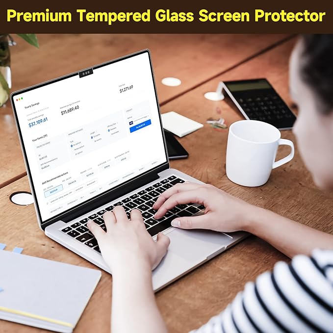 Tempered Glass Screen Protector Compatible with MacBook Air 13''&13.6'' (M2/M3/M4, 2022-2025), Not Anti-Glare, 9H Hardness, No Bubbles/Lines, Anti-Scratch, Clear