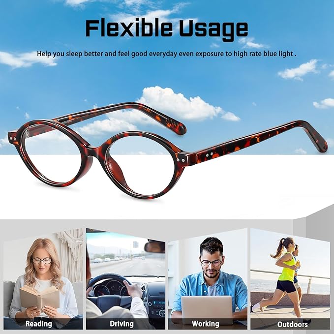 HAOLOTA Blue Light Blocking Glasses Women, Trendy Round Anti Eyestrain UV Glare TV Phone Computer Gaming Eyeglasses