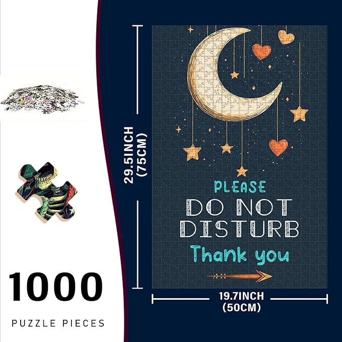 1000 Piece Wooden Do Not Disturb Door Puzzle Adults & Kids Challenging Game to Relieve Stress, Improve Focus & Enjoy 29.5x19.7 Inch