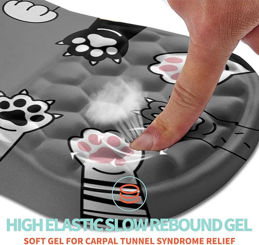 Ergonomic Mouse Pad Wrist Support with Memory Foam Massage Bulge, Carpal Tunnel Pain Relief Mousepad Wrist Rest for Mouse(12x8 inch, Paw)