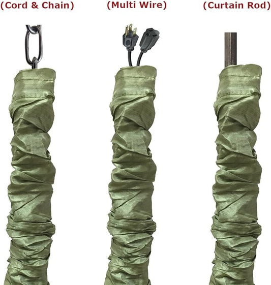 Royal Designs, Inc. Cord & Chain Cover 4 ft Silk Type Fabric, Chandelier Pendant Lighting Chain & Cable Management, Touch Fastener, Pear Green - 1 Pack