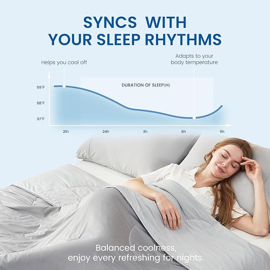 Cozy Bliss Cooling Comforter King Size Dual-Sided, Ultra-Soft Cooling Blankets for Hot Sleepers and Night Sweats, Breathable Lightweight Silky Smooth, Cool Grey