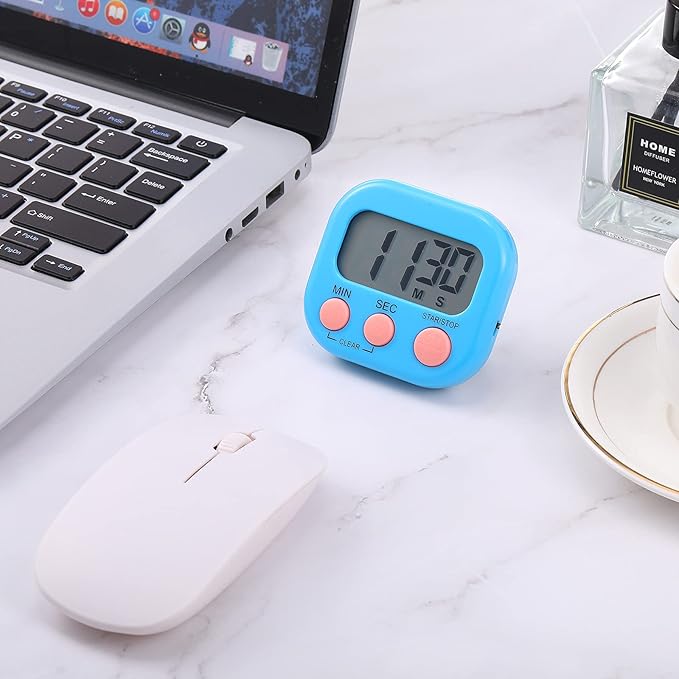 Weewooday 6 Pcs Magnetic Digital Timers for Classroom Multi Function Electronic Kitchen Timer Large Digits Countdown Stopwatch Loud Alarm for School Learning Cooking Study Work Game (6 Colors)