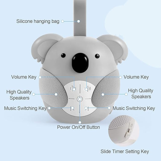 White Noise Sound Machine for Baby, Portable Travel Sleep Soother for Kids with 3 Timer Function 5 Soothing Sounds, Newborn Essentials for Crib, Ideal for Baby Registry Gift