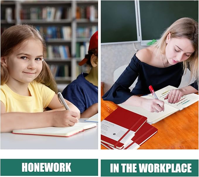 Lined Journal Notebook, 10Pack(Red), 160 Pages, Medium 5.7 inches x 8 inches - 100 gsm Thick Paper, Hardcover