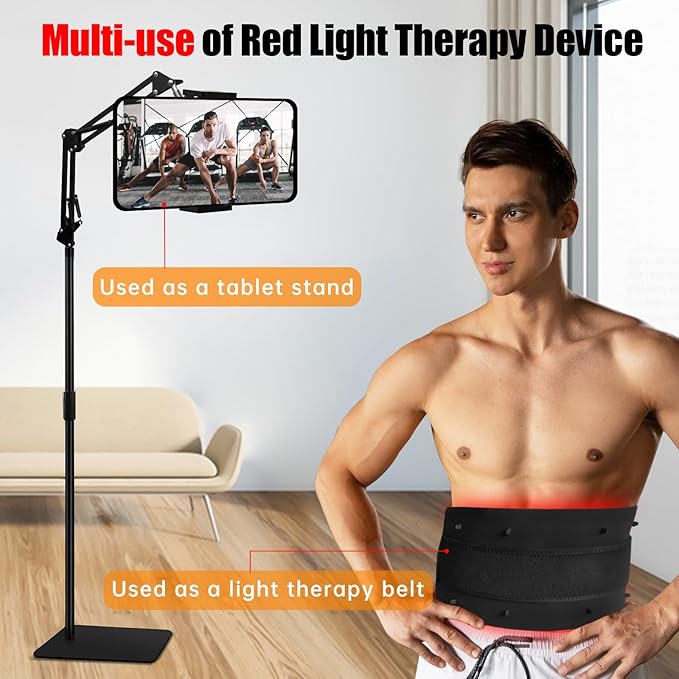 Red Light Therapy for Face and Body, 10-in-1 Multifunction Red Light Therapy Lamp with Stand, 660nm Red Light & 850nm Near Infrared Light Therapy Device with Red Light Therapy Belt and Stand