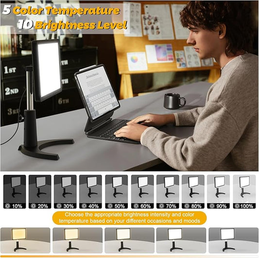 Light Therapy Lamp, 12000 Lux Full Spectum LED Sun Therapy Light with 6 Modes, 3 in 1 Mount, Adjustable Brightness/Timer/Memory