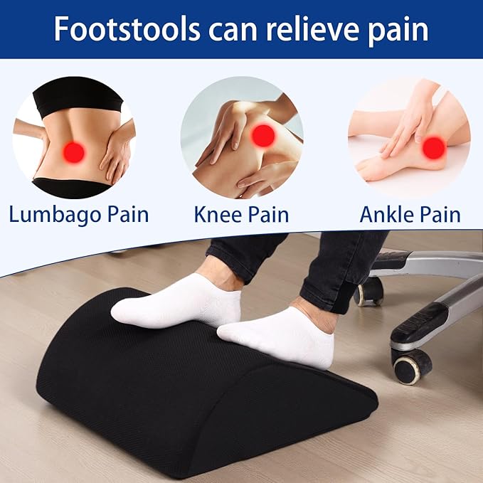 Foot Rest for Under Desk at Work Ergonomic Under Desk Footrest,Support Foot Pillow Double-Sided Footstool, for Office, Home & Gaming Leg Elevation Pillow Black