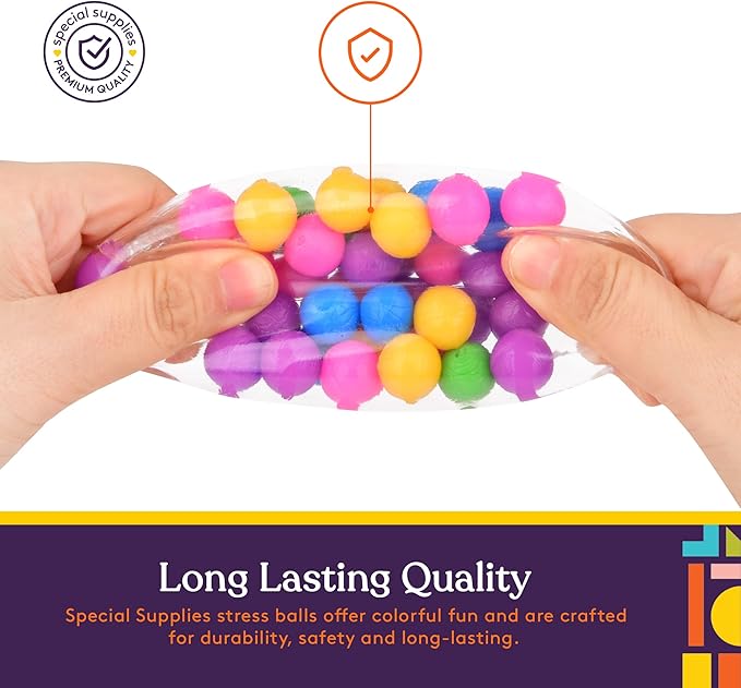 Squishy Stress Ball Squeeze, Color Sensory Toy, Relieve Tension, Anxiety, Home, Travel and Office Use, Fun for Kids and Adults (4-Pack)