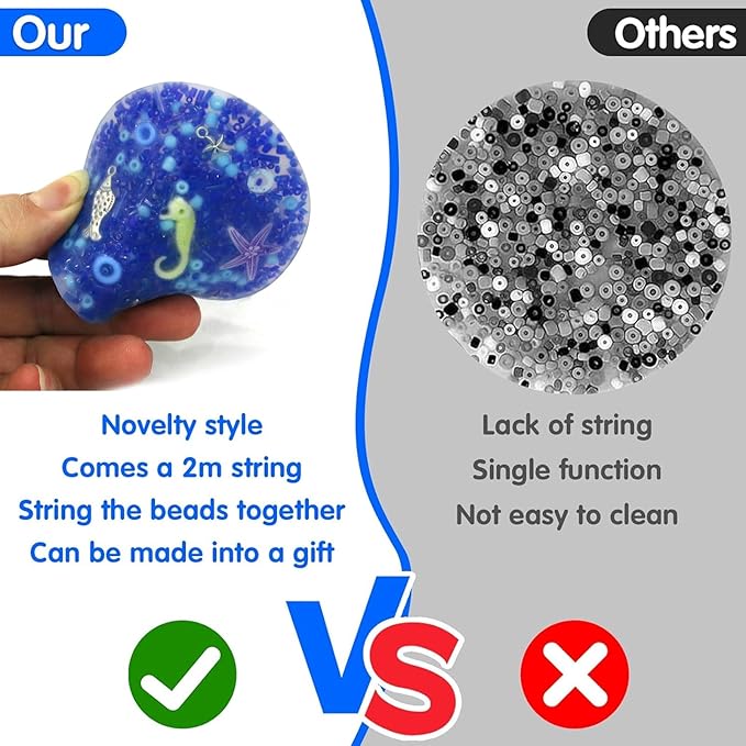 2 Pack Stress Relief Fidget Pads 8.5cm with 2 Bundled Cables Storage Box - Soft Silicone Finger Anxiety Relief Toys for Adults Kids 3.35"x3.35"