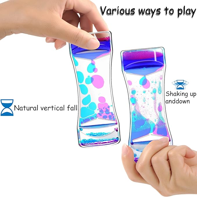 FKYTION Liquid Motion Bubbler Timer Pack of 5 Colorful Hourglass Liquid Bubbler ADHD Fidget Toy Sensory Toy Anxiety Toys Autism Toys Children Activity Calm Relaxing for Kids Teenager Adults