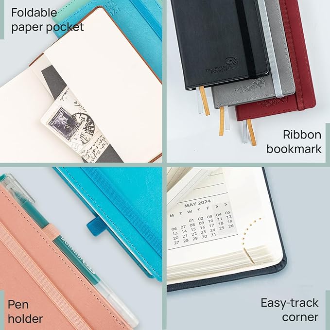 POPRUN Pocket Planner 2025-2026 (Slim Size 3.5'' x 6.5'') 17 Months Academic Calendar (Aug.2025 - Dec.2026), Weekly Appointment Book with Vegan Leather Hard Cover - Purple