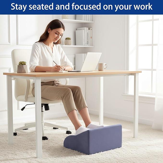 Foot Rest for Under Desk at Work Ergonomic Under Desk Footrest,Support Foot Pillow Double-Sided Footstool, for Office, Home & Gaming Leg Elevation Pillow Blue