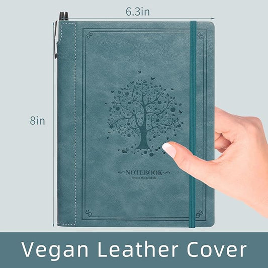 Lined Notebook Journal for Women Men 320 Pages A5 Hardcover Leather with Pen Holder College Ruled Journals for Work Note Taking Travel School Sky Blue