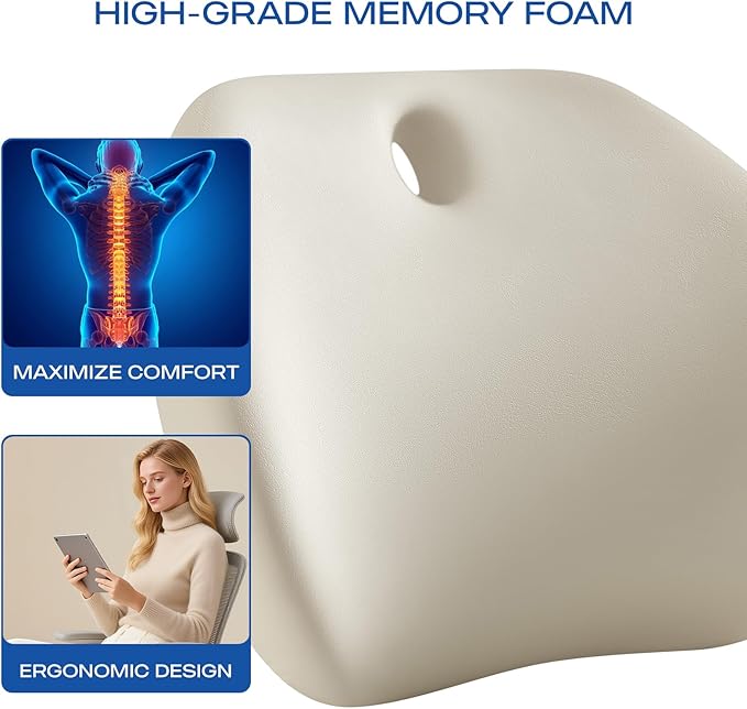 Skechers Lumbar Support Pillow for Office Chair,Memory Foam Lumbar Pillow,Lower Back Pain Relief Lumbar Pillow,Ergonomic Design Back Support Pillow for Office Chair,Car,Home,Travel,Purpie