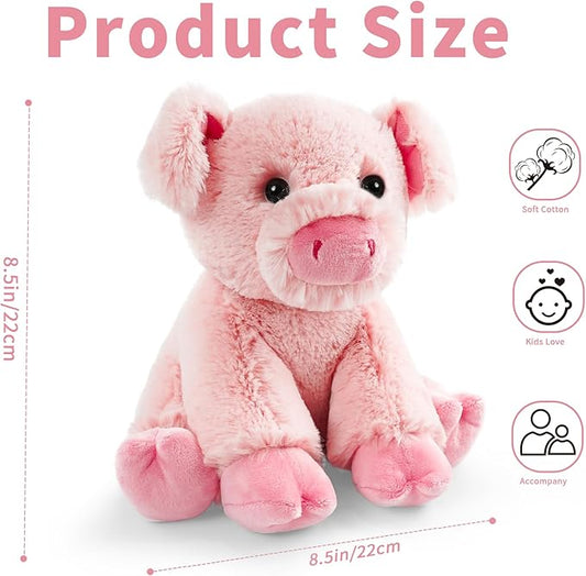 Stuffed Pig Sitting Toys Plush Animal, Realistic Pig Stuffed Animal Plush Toy Filled in Limbs 8.5 Inch Soft Huggable Gifts for Kids with Stuffed Animals Birthday Gift for Girls Boys
