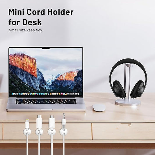 18 Pack Mini Cable Clips, Znben Cord Organizer Holder Adhesive Cord Management Charger Wire Holder Clips for Desk, Home, Office, Car, Cubicle, Nightstand White