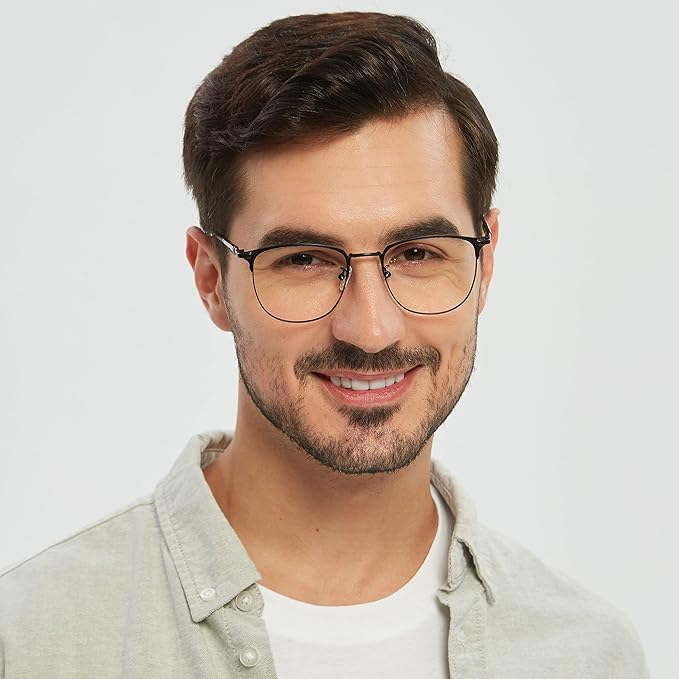 GUDVUE Blue Light Glasses, Computer/Gaming/TV/Phones Glasses for Women/men, Anti Glare/UV400/Eye Strain, Oval Shiny Black