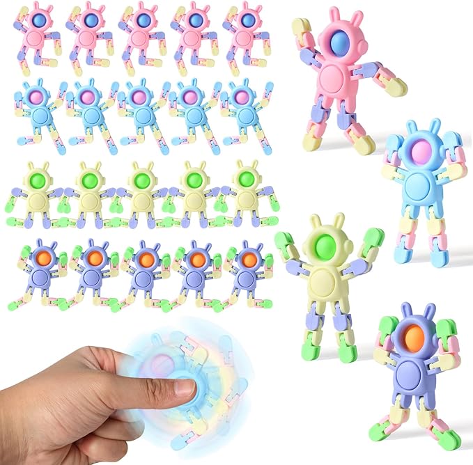 Transformable Fidget Spinners 24 Pcs Rabbit Toys for Kids Birthday Gifts Party Favors and Adults Stress Relief Sensory Toys for Boys and Girls Fingertip Gyros for ADHD Autism for Kids Gifts