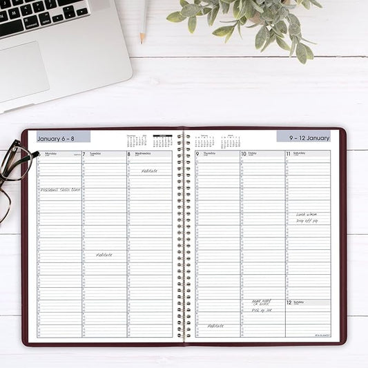 AT-A-GLANCE 2025 Appointment Book Planner, Weekly, 8" x 11", Large, Quarter-Hourly, DayMinder, Burgundy (G5201425)