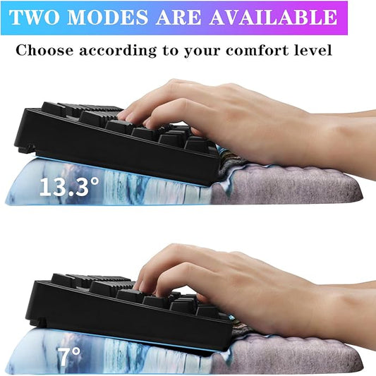 Computer Keyboard Stand with Wrist Rest, Ergonomic Tilted Keyboard Holder - Keyboard Riser with Wrist Pad - Keyboard Tray Support for Office Home - Beach