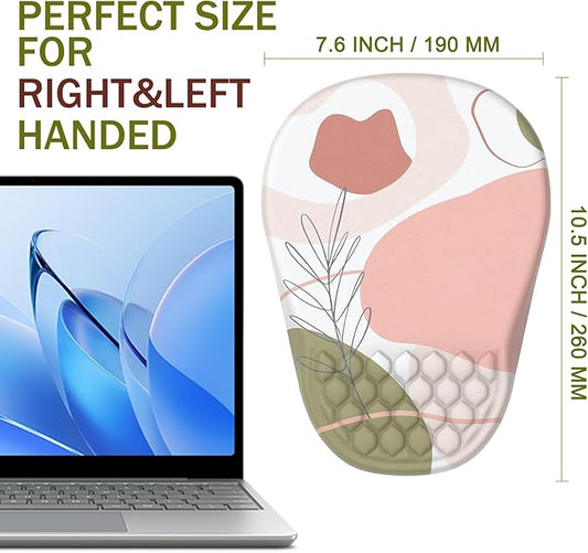 Ergonomic Mouse Pad Wrist Support, with Memory Foam & Non-Slip PU Base, Comfortable Massage Design Mouse Pad Relieve Wrist Fatigue&Pain, Suitable for Computer, Office and Home(03Rose)