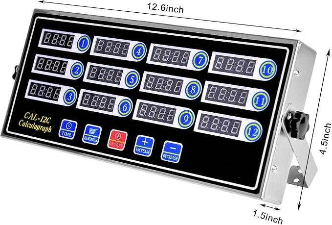 12 Channels Digital Kitchen Timers Commercial Cooking Timer,Stainless Steel Calculagraph Timer Restaurant Timer with Loud Alarm Burger Cooking Reminder