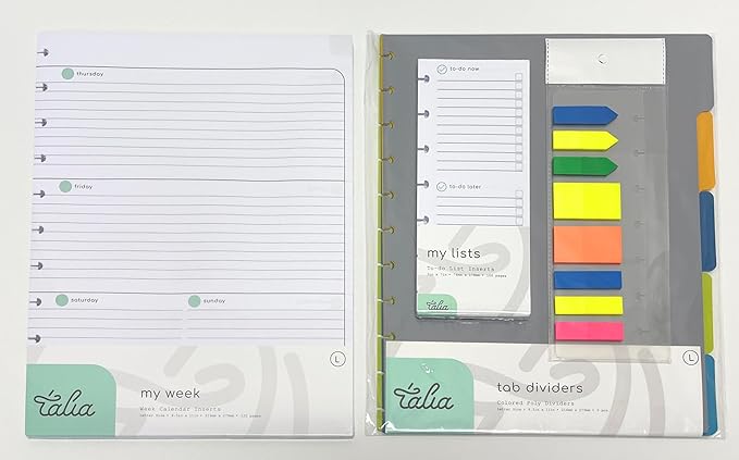 Talia Discbound Notebook Refills (Weekly Undated ORG Kit - Horizontal, Letter (8.5in x 11in))
