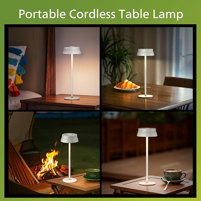 Philips Cordless Table Lamp, Portable Outdoor LED Desk Light,Rechargeable Battery Operated, 2 Adjustable Height, Touch Control & 3 Color Stepless Dimming, Waterproof Lamps for Restaurant/Bedroom