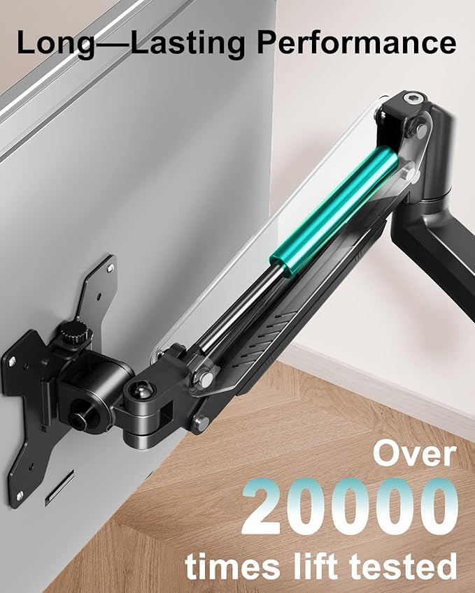 Dual Monitor Stand for Desk, Taller Monitor Arms for 2 Screens up to 32 inch, Ergonomic Adjustable Gas Spring Double Computer Monitor Mount, Holds 4.4-22lbs, VESA 75/100mm, Black, Freelift