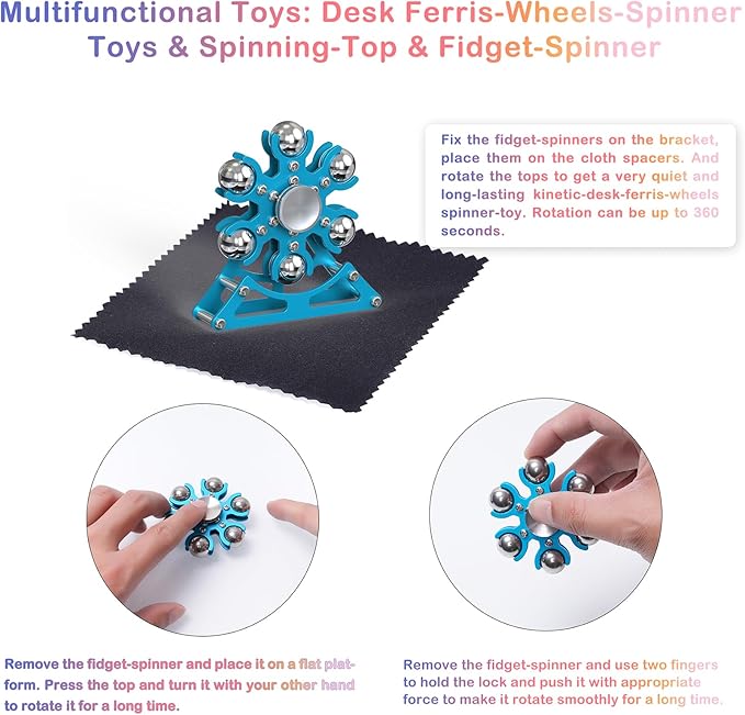 Desk-Fidget-Toys for Ferris-Wheels-Spinner: Metal Kinetic-Spinner 4mins, Cool-Gadgets for Kid Children Teen Adult EDC-Toy, ADHD Tools Cool-Stuff Stress Relief for Office Home School Christmas
