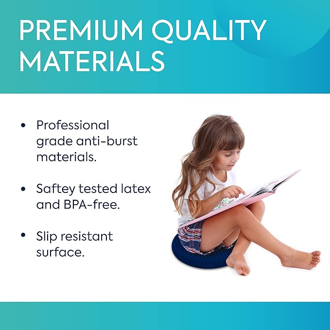 BouncyBand Wiggle Seat, Silver, 1-Pack – Small 10.75” D x 2.5” H Wobble Cushion for Kids Aged 3-7 – Sensory Tool Promotes Active Learning & Improves Productivity – Includes Pump for Easy-Inflation