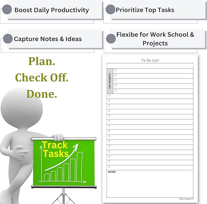 TO DO List Notepads (2 Pack, 50 Pages Each) Planner Pads. ToDo Checklist w/Priority & Note Sections. Organize & Track Projects, Clients or Daily Tasks. 5.5 X 8.5, A5 Sheets. Made in the USA.