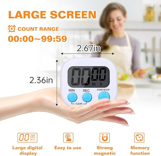 12 Pack Digital Kitchen Timers for Cooking, Small Magnetic Countdown Classroom Timer for Teachers Kids, Big Digits Loud Alarm Backing Stand Timers for Kitchen, Shower, Study, Work, Exercise Training