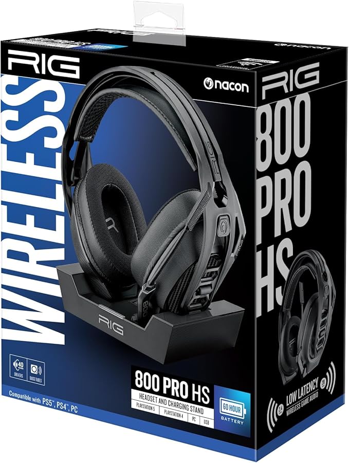 RIG 800 PRO HS Wireless Gaming Headset & Multi-Function Base Station for PlayStation PS4, PS5, PC, Mac, USB - Up to 60 Hour Battery