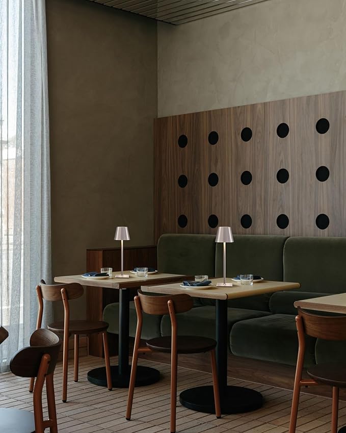 KDG 2 Pack Cordless Table Lamp,Portable LED Desk Lamp, 4000mAh Battery Operated, 3 Color Stepless Dimming Up, for Restaurant/Bedroom/Bars/Outdoor Party/Camping/Coffee Shop Night Light(Brushed Nickel)