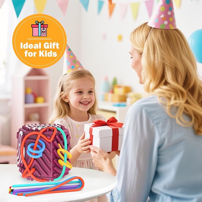 3D Upgraded Silicone Sensory Board with Built-in Storage – Fidget Travel Toys for Kids & Toddler, ADHD Autism Anxiety Relief Items (Red)