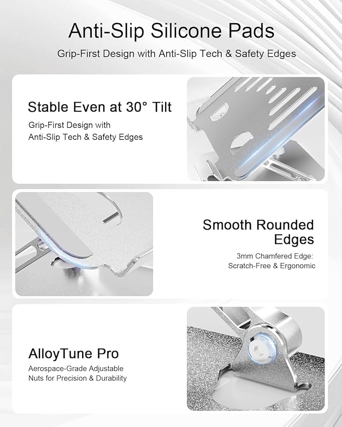 Laptop Stand for Desk Adjustable Computer Stand Foldable Laptop Riser Notebook Holder Adjustable Height for MacBook PC Computer Notebook Office Desk Accessories 10-17 Inch