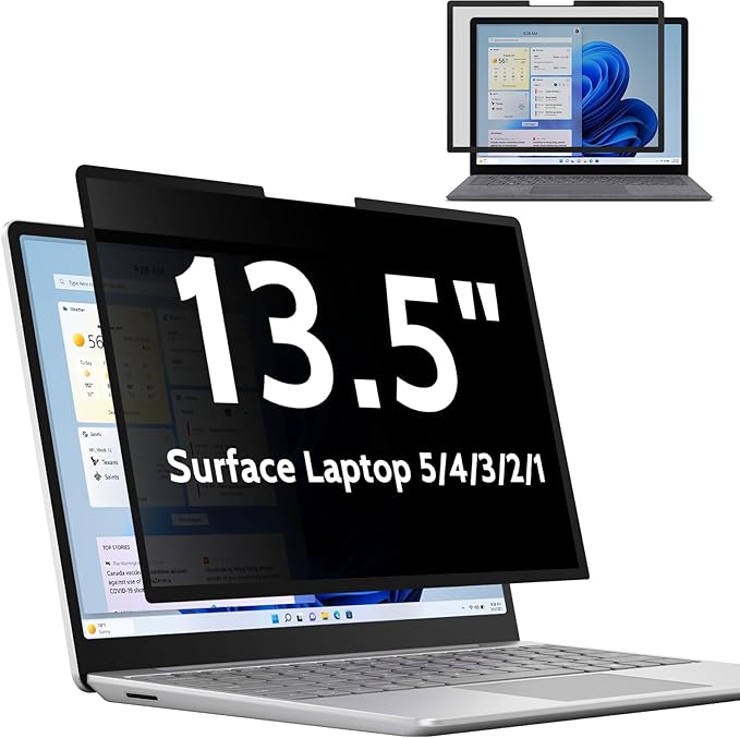 Mamol Upgrade Privacy Screen for Microsoft Surface Laptop 1/2/3/4/5 th Gen 13.5 inch, Fully Removable Anti Spy Glare Blue Light Filter, Surface Laptop Privacy Screen Protector 13.5 in