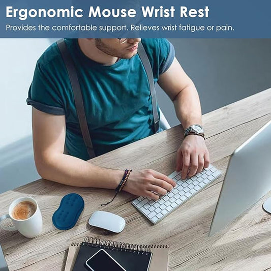 VANKEY Mouse Wrist Rest, Soft Mouse Wrist Support Pad with Memory Foam, Non-Slip Base (Sea Blue)