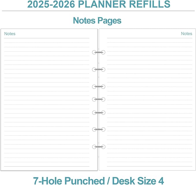 2025-2026 Planner Refills - One Page Per Day Daily & Monthly Planner, July 2025-June 2026, Prioritized, To-Do List, Notes, Appointment Schedule, 7-Hole Punched, Desk Size 4, 5.8" x 8.3"