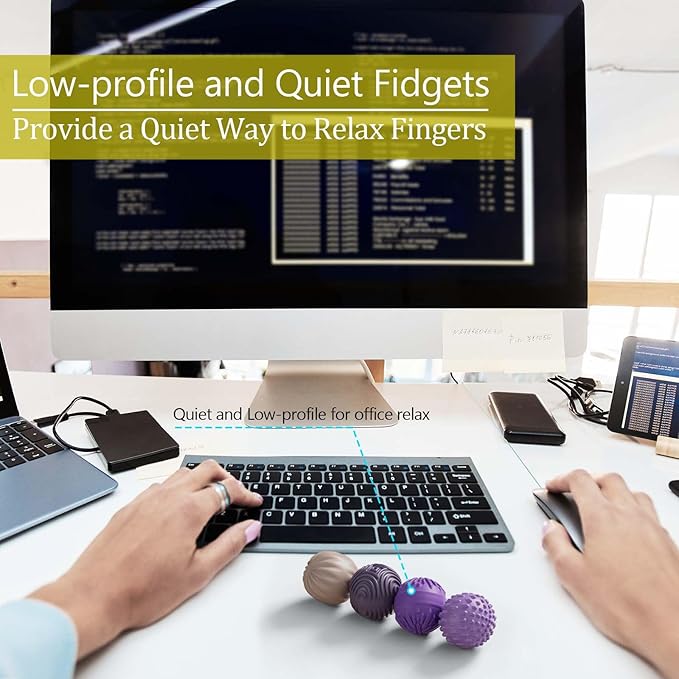 Silicone Magnetic Balls Fidget Toys for Adults & Teens,4PCS Stress Relief Sensory Toys for Autism ADHD Anxiety,Fun Textures Gadgets,Office Desk Toy,Stocking Stuffer for Men Women Teen Gift