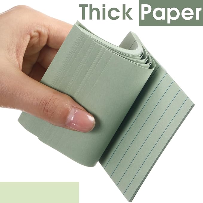 12 Pack Sage Green Lined Sticky Notes 3x3 inch Post Ruled Stickies Super Self Stick Power Memo Pads Multi Colors Notes Pads Vintage Aesthetic School Office Supplies Accessories