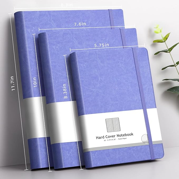 AHGXG Lined Journal Notebook, 320 Numbered Pages Thick Journal for Women, A5 Notebook College Ruled, 100gsm Thick Paper, Faux Leather Hardcover, for Writing Work, 5.75'' X 8.38''-Purple