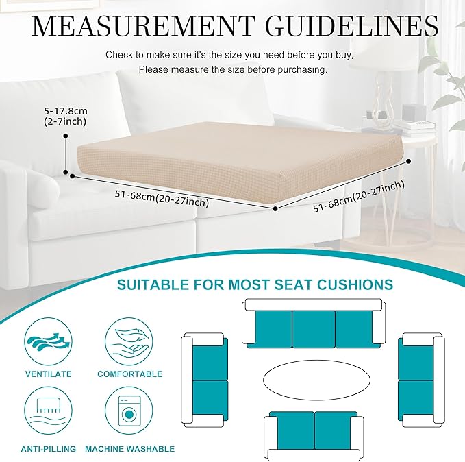 14Pcs Stretch Patio Cushion Covers,Outdoor Couch Covers Replacement,Outdoor Couch & Sofa Slipcovers,for Patio Furniture Cushion Covers,Washable Reusable Furniture Protector (Beige,Cover Only)