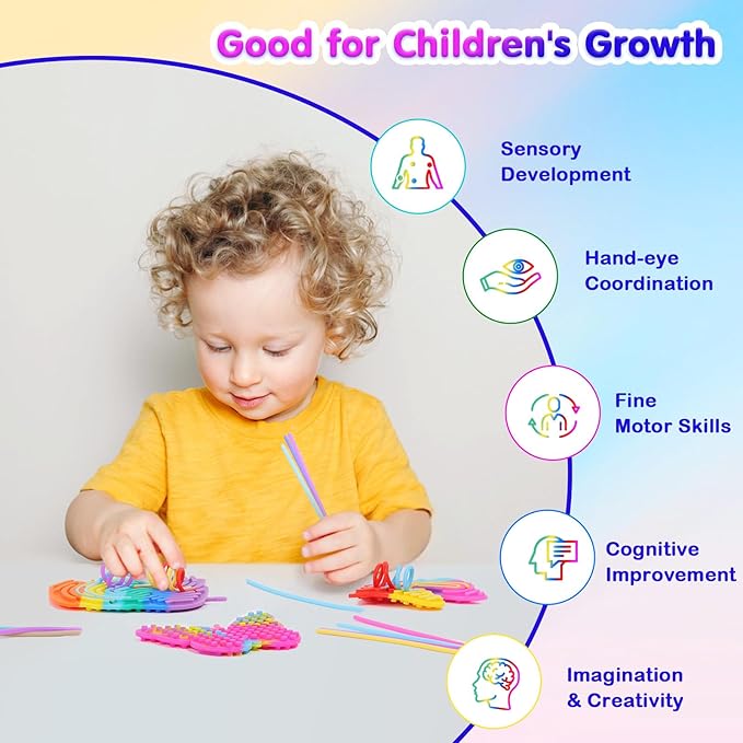 MoKo Sensory Activity Board, Double-Sided Silicone Sensory Activity Board with 55 Strings, Fidget Toys for Kids 3+ & Adults Calming, Stress, Anxiety, Autism & ADHD, 5 Pack