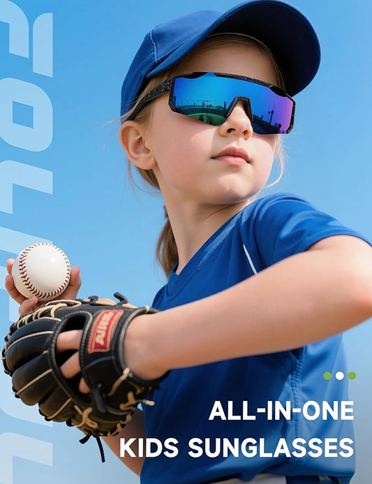 Kids Polarized Baseball Sunglasses for Boys Girls - Youth Softball Cycling Sports Sunglasses UV Protection Goggles