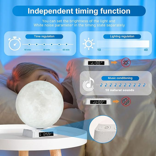 Sunrise Alarm Clock Wake up Light Alarm Clock lamp Clock 3 Color Adjustable Mood Light Built-in White Noise nightstand Lamp for Livingroom Bedroom Office Reading Working Moon Lamp Not Support APP