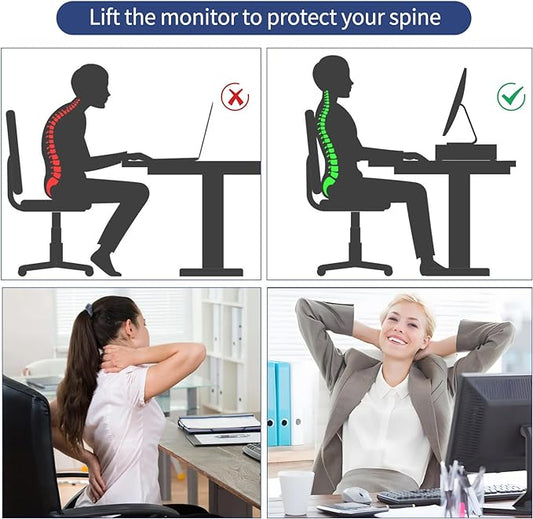 AUPSEN Computer Monitor Stands Riser,2-Tier Desk Organizers and Accessories, Office Desk Accessories Organizer with Drawers and 2 Pen Holder for Office Supplies (Blue)